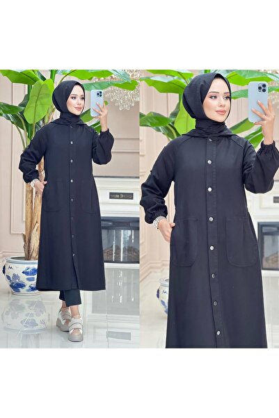 MİREL BUTİK Women's Hooded Jeans with Denim Cap Buttons