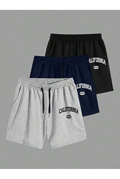 ZİYMO Pachet de bumbac moale pantaloni scurți CALIFORNIA imprimați PE 3 (NEGR...
