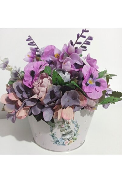 Pasiunea Florilor Pot With Handle and Purple Flowers