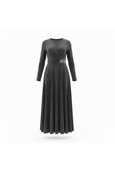 Aycan fashionclup Aycan Plus Size Stretchy Evening Dress with Stone Details