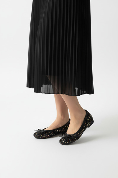 SOFT Γυναικεία παπούτσια με παγιέτες και φιόγκο, καθημερινά άνετα Μπαλαρίνα