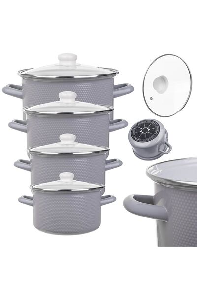 KADAX Enameled Cookware Set 8-El Induction Gas Steel Pots + Lids