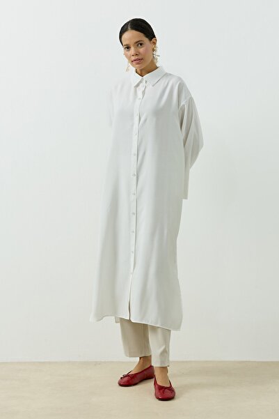 QANU Viskon Gömlek Ekru