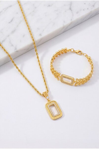 FerizZ Altın Kaplama Gram Çerçeve Kolye Ucu Ve Gram Çerçeve Çiçek Desenli Bil...