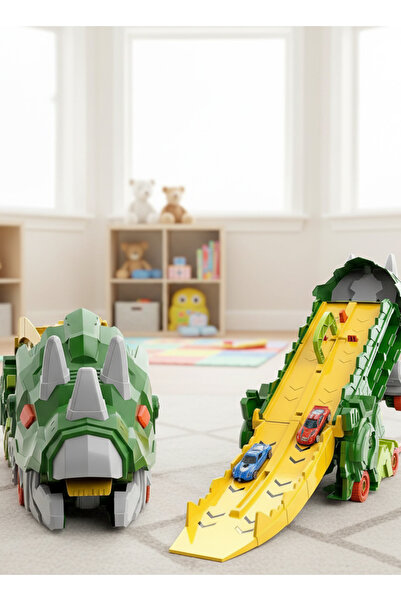 Generic 2-in-1 Transforming Dinosaur Car Eater Truck with Racing Slide Track ✨