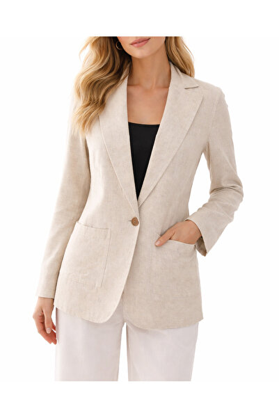 Yena Tekstil Women's Beige Viscose Jacket Summer Comfortable Fit Stylish Model
