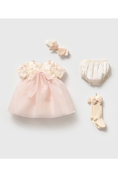 Noy Noy Noynoy Kız Bebek Fiyonk Detaylı 4'lü Takım