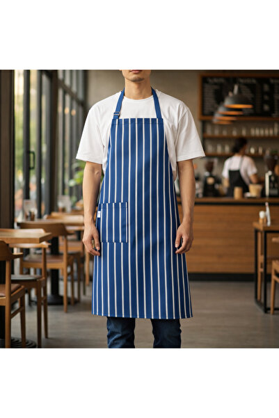 Dinçer Atakan İş Elbiseleri Chefpro Apron with Straps - Blue/White – Chef / B...