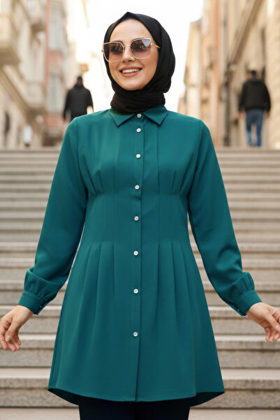 N.S NEVA STYLE Green Hijab Tunic with Pencil Detail 10500Y