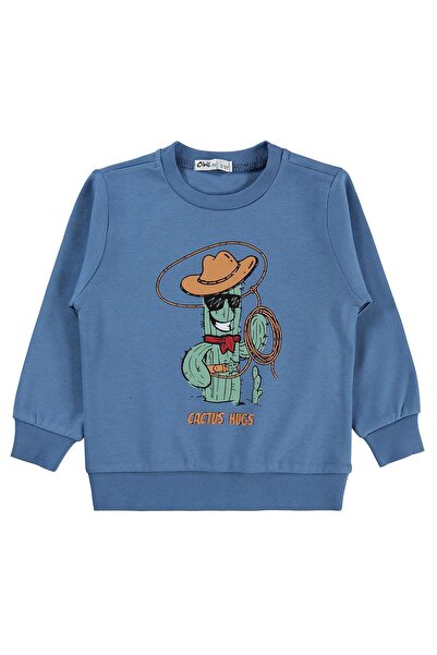 Civil Boys Cowboy Cactus Printed 2-5 Years Old Sweatshirt - Blue 4-5 Years Old