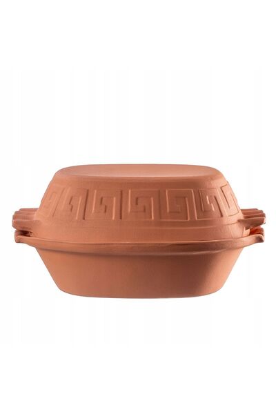 KADAX Oală romană de lut, 4 l, formă de vas de lut cu capac, ovală, mare