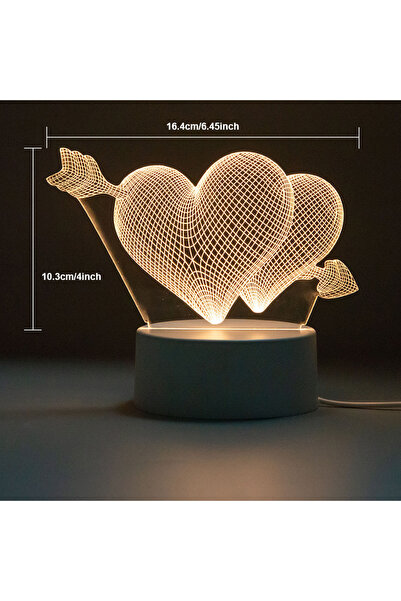 Generic Valentine Gifts 3D LED Table Top Night Light (Decorative Display -Tri...