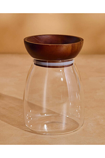 REDTAG علبة زجاجية شفافة بغطاء خشبي سعة 1000 مل