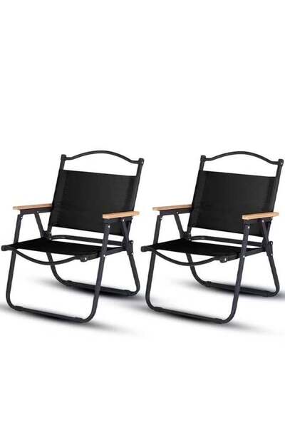 Nadrab 2-Piece Folding Camping and Hiking Chair, Black
