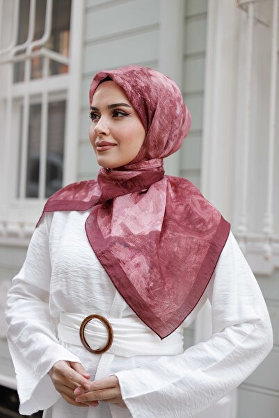 ipekistanbul Tensel Eşarp - Ebruli Desen - Bordo