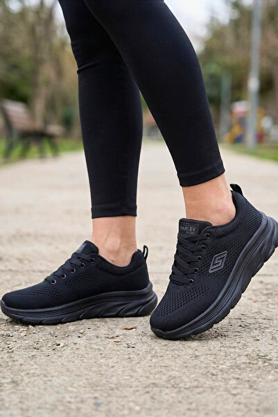 Ekonomik Ayakkabı Parley Black Women's Sports Shoes Mesh Net Breathable Sneakers