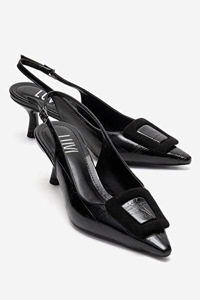 LuviShoes DUBLIN Black Edition cu cataramă Femei pantofi cu toc