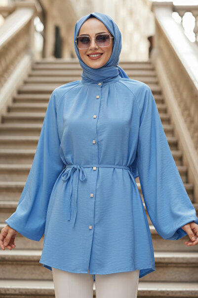 N.S NEVA STYLE Belt Pieces of Blue Hijab Tunic 52871m