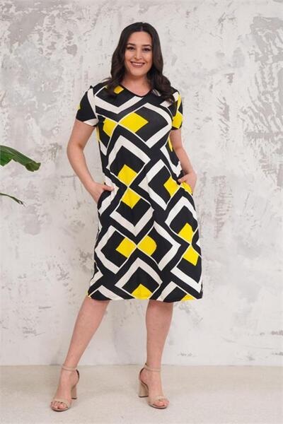 Dipmoda Women's Pocketed New Season Plus Size Dress Dpa013