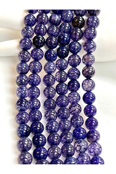 RLX BUJİTERİ Оригинален естествен камък 8 мм син паяк агат 1 комплект 47 броя