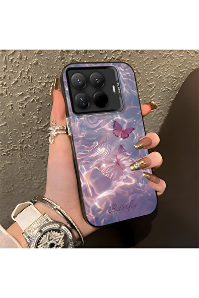 Hontinga حافظة هاتف 15T Pro متوافقة مع Kelebek منقوش ذات حافة من السيليكون وظ...