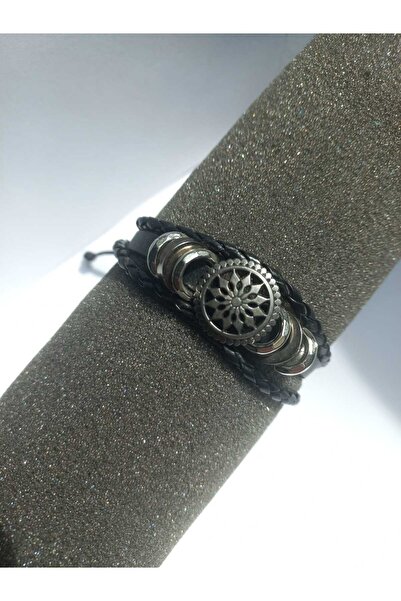 Kravatistan Black Leather Adjustable String Bracelet