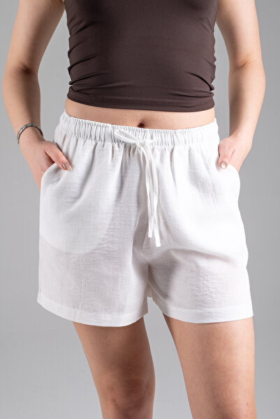 Maison La Femme Γυναικείο λινό σορτς με ελαστική μέση