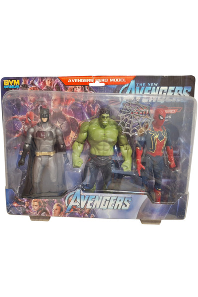Pofika Avengers Batmann,Spıder,Hulkk 3'lü Kahraman Seti 20 cm - Işıklı Süper ...