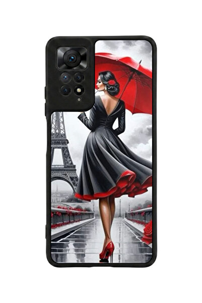 Aksel Kılıf متوافق مع Redmi Note 11 Pro / 12 Pro مطبوع، أسود مطفي، سيليكون نا...