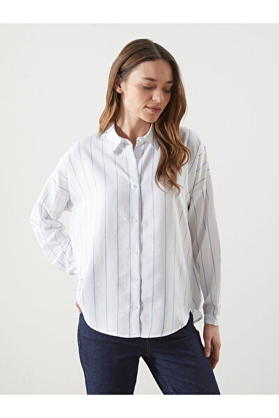 LC Waikiki Nevavm Striped Oversize Women's Shirt with a Difference