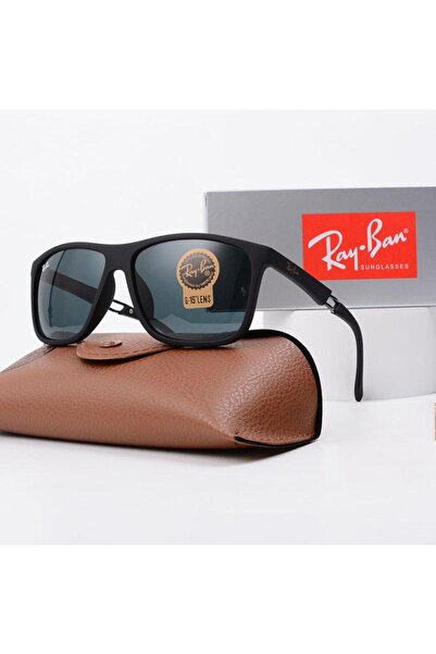 Ray-Ban نظارات شمسية معدنية فاخرة بإطار أسود وعدسات واقية من الأشعة فوق البنف...