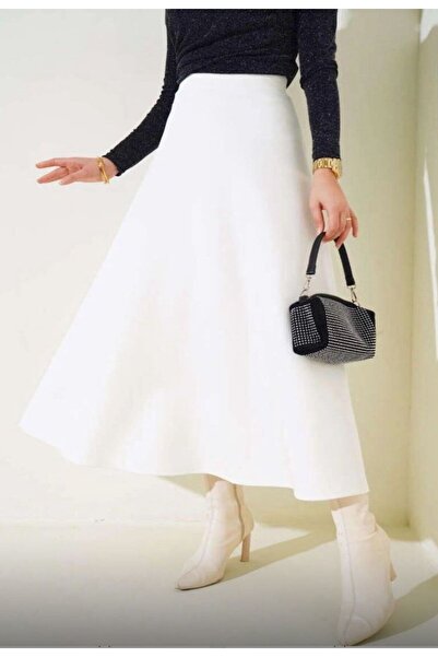 modasindoma Fusta de damă cloș albă