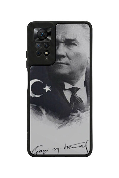 Aksel Kılıf متوافق مع Redmi Note 11 Pro / 12 Pro مطبوع، أسود مطفي، سيليكون نا...