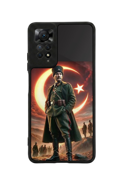 Aksel Kılıf متوافق مع Redmi Note 11 Pro / 12 Pro مطبوع، أسود مطفي، سيليكون نا...