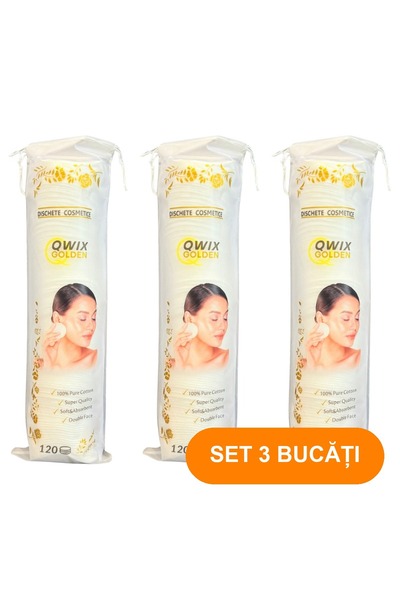 Qwix SET 3 PIECES - Makeup Remover Cotton Pads, 120 Count