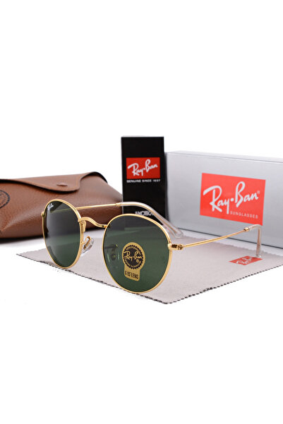 Ray-Ban نظارات شمسية رجالية بتصميم طيار، بإطار ذهبي وعدسات خضراء واقية من الأ...