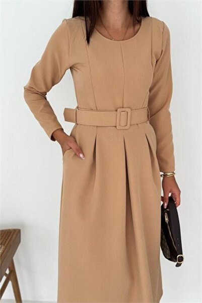 Dipmoda Women's Midi Length Knitted Belt Piece Dress Dpk067