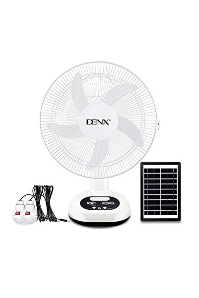 Generic DENX 12" Rechargeable Solar Fan, 2 LED, 2 Speeds, Portable, 4500mAh D...