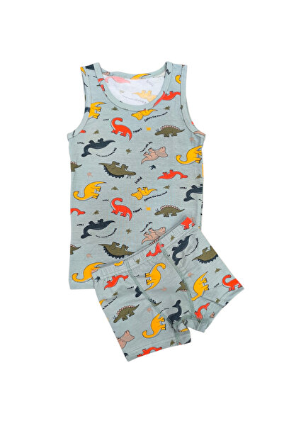 zahider Boy's 95% Cotton Lu Stretch Fabric Khaki Color Dinosaur Patterned Und...