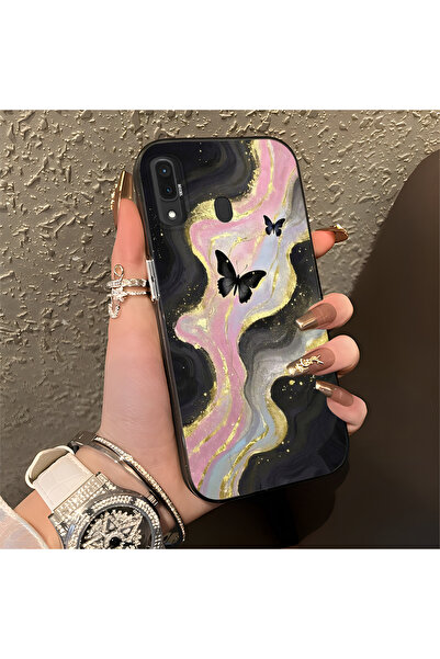 Hontinga حافظة هاتف سامسونج جالاكسي A20 متوافقة مع حافة السيليكون الصلبة والم...