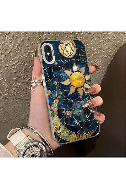 Hontinga iPhone X Compatible Silicone Edge Hard Back Anti-Fall Phone Case Moo...