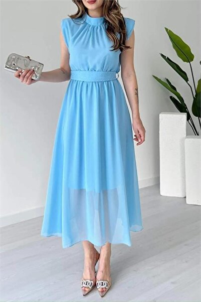 Dipmoda Γυναικείο φόρεμα μίντι σιφόν με πέτρινη λεπτομέρεια DPMY3509