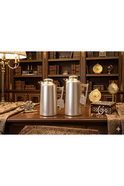 HUTUL AL JAZIRA Stainless steel thermos set, glass inside, 1 liter and 700 ml