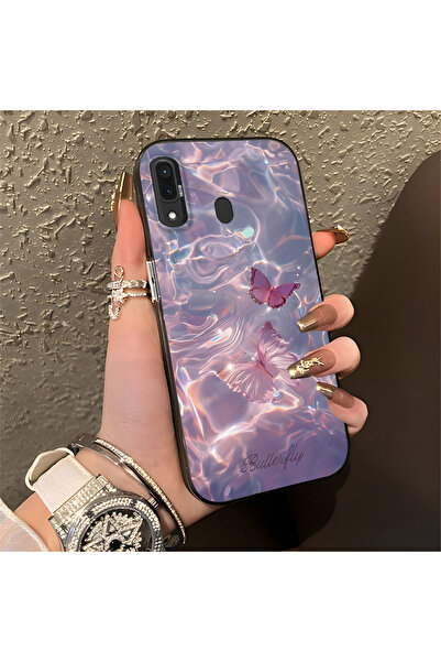 Hontinga حافظة هاتف سامسونج جالاكسي A30 متوافقة مع طراز Kelebek منقوش ذات حاف...