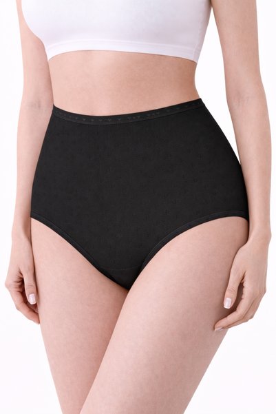 Donaluxe Women's Panties, Women's 100% Cotton High Waist Black Panties, Pack of 5