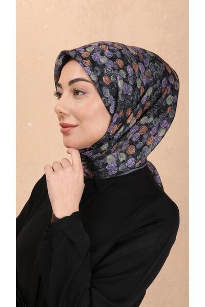 locella Soft Pamuk Eşarp Siyah Mor