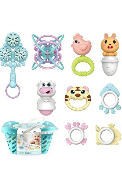 Generic مجموعة ألعاب خشخيشة للأطفال مكونة من 10 قطع، خشخيشة سهلة الإمساك، عضا...