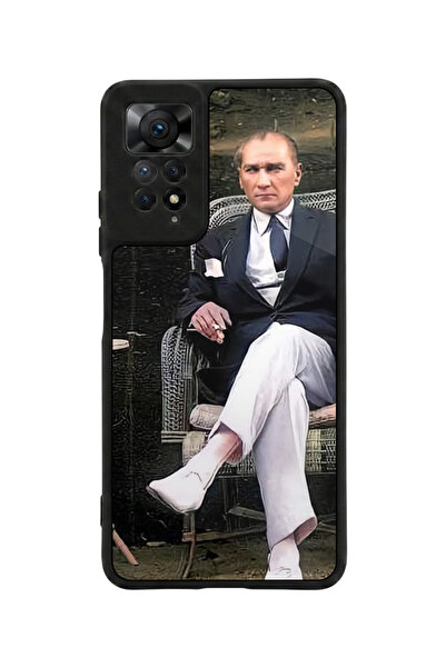 Aksel Kılıf متوافق مع Redmi Note 11 Pro / 12 Pro مطبوع، أسود مطفي، سيليكون نا...