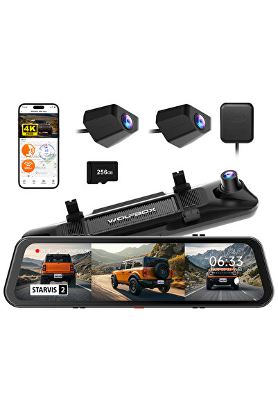 WOLFBOX كاميرا G900 Tripro Bumper ثلاثية القنوات بدقة 4K مع مرآة أمامية، مزود...