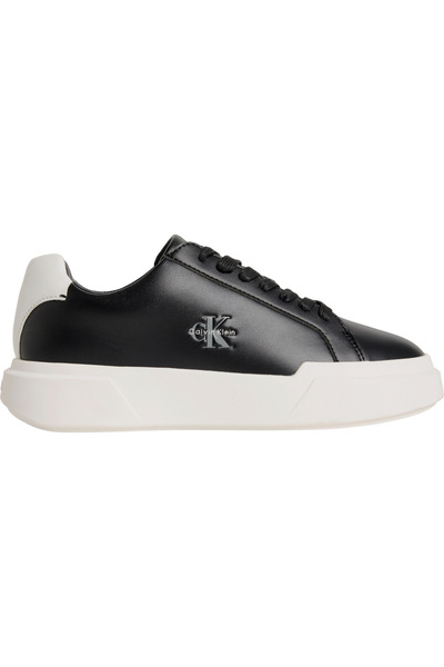 Calvin Klein Women's Thick Soled Lace-Up Shoes Leather Black Sneakers